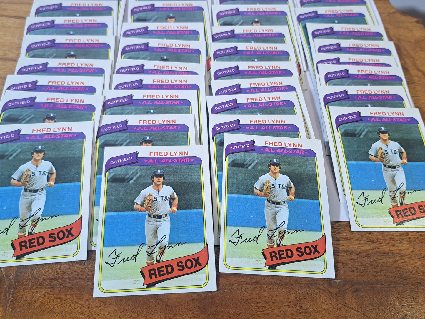 π₯ 1980 Topps Fred Lynn #110 β Monster Lot of 34 β Red Sox All-Star Legend! π₯