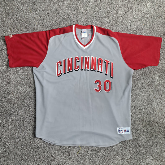 💥💯 STRAIGHT UP GANGSTA VINTAGE! 3X MAJESTIC #30 CINCINNATI REDS JERSEY – GRIFFEY JR. EDITION – STITCHED N’ SAVAGE – MADE IN THE U.S. OF A. 🔥 💯