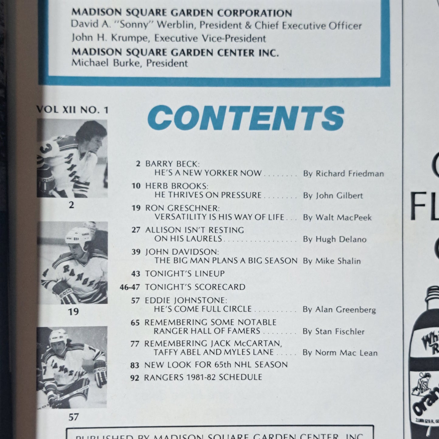 🏒 Rangers vs Islanders Oct 2, 1981 program Barry Beck cover 🔥