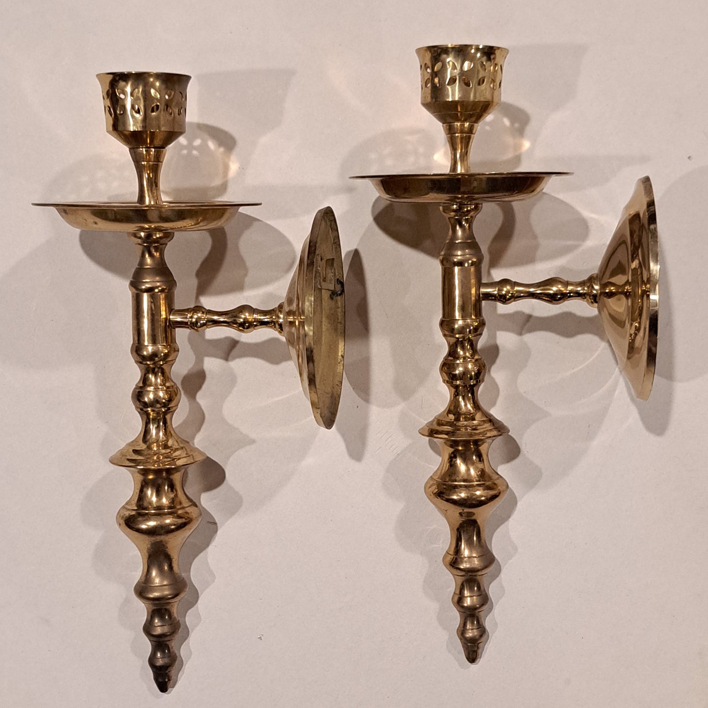 Pair of Vintage Solid Brass Wall Candle Sconces – Made in India