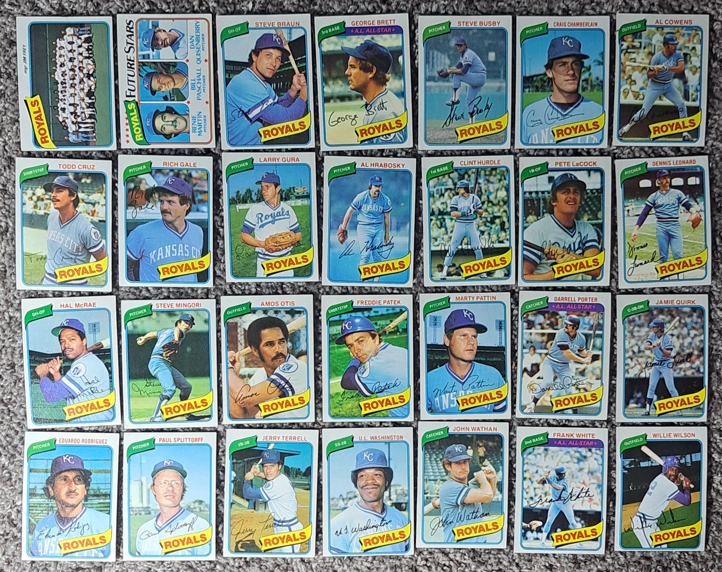 ⚾ Lot of 5 Complete 1980 Topps Kansas City Royals Team Sets 🧢