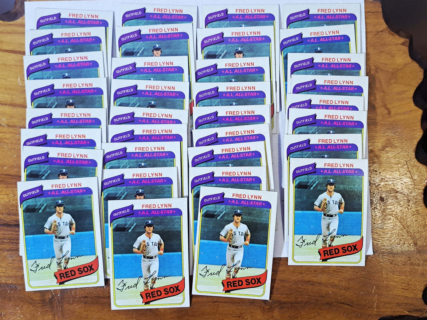 🔥 1980 Topps Fred Lynn #110 – Monster Lot of 34 – Red Sox All-Star Legend! 🔥
